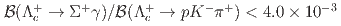 $${cal B}(Lambda_c^+ to Sigma^+ gamma)/{cal B}(Lambda_c^+ to p K^{-} pi^+) < 4.0 times 10^{-3}$$