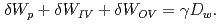 $$delta W_{p}+delta W_{IV}+delta W_{OV}=gamma D_{w}.$$